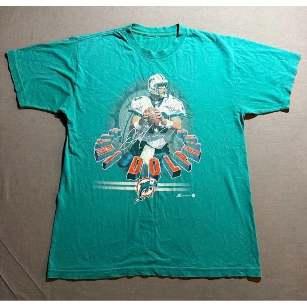 Miami Dolphins Dan Marino 1999 Shirt Mens L Blue Short Sleeve Pullover Tee